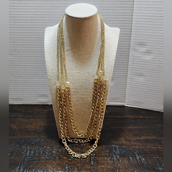 Treska multi strand gold tone statement necklace - Picture 1 of 5